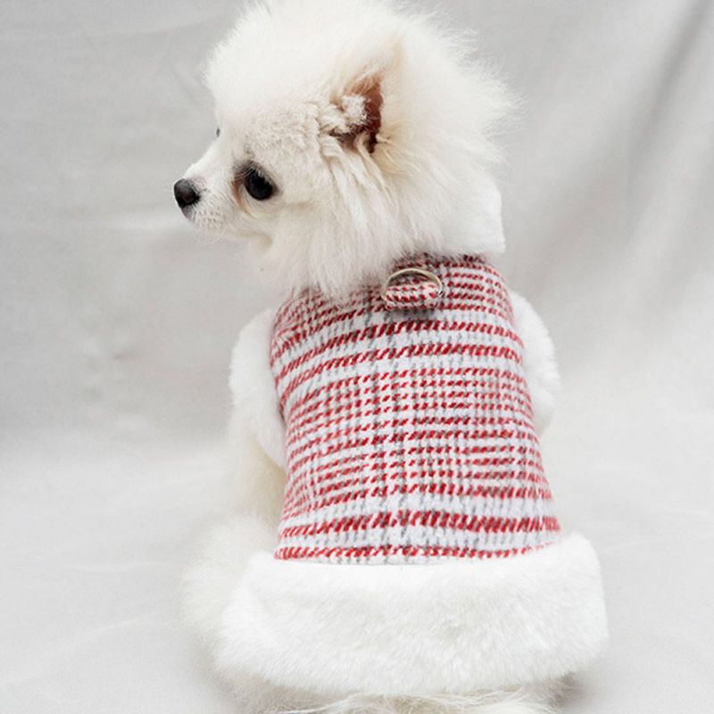 Cat, Dog Winter Down Coat With Fur Collar.