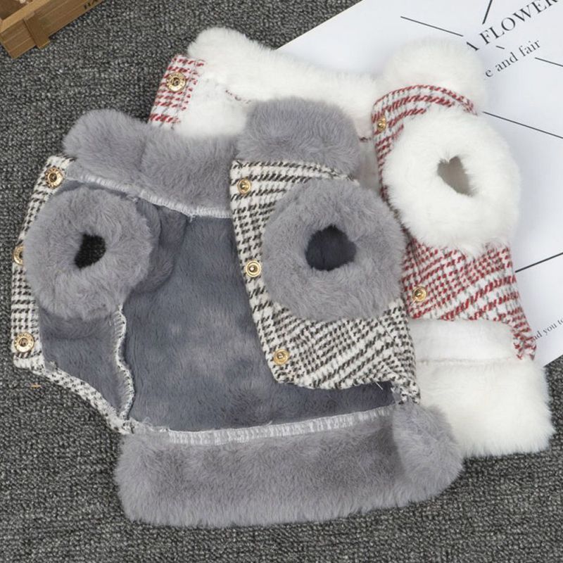 Cat, Dog Winter Down Coat With Fur Collar.