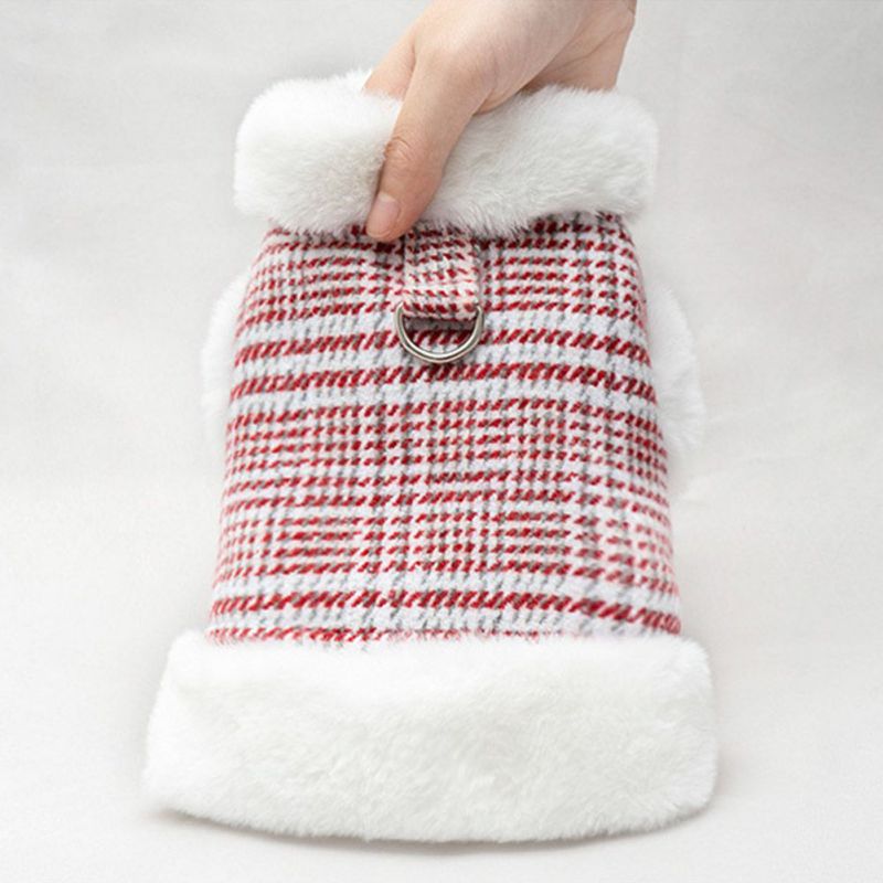 Cat, Dog Winter Down Coat With Fur Collar.
