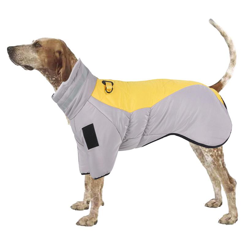 Warm Winter Jacket For Large Dog With Reflective Strips For Safer Night Travel.